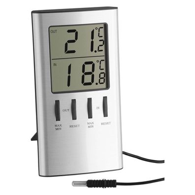 TFA - Digitales Innen-Außen-Thermometer 30.1027 - silber-metallic