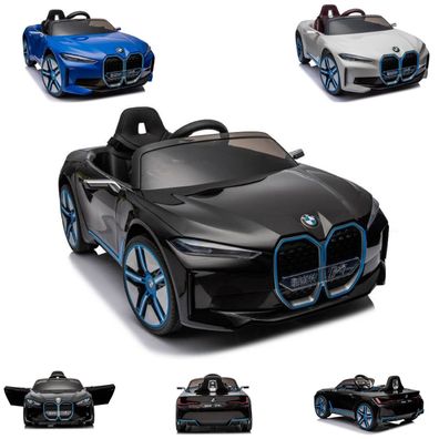 ES-Toys Kinder Elektroauto BMW I4, MP3, Bluetooth, EVA-Reifen, Gurt, bis 6 km/ h