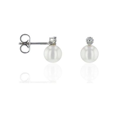 Luna-Pearls Ohrringe 585 WG Süßwasser-Zuchtperle 10 Brill. H SI 0,05ct - HS1187