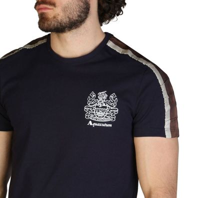 Aquascutum - Bekleidung - T-Shirts - QMT017M0-03 - Herren - navy, saddlebrown