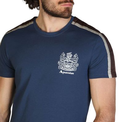 Aquascutum - Bekleidung - T-Shirts - QMT017M0-09 - Herren - royalblue, saddlebrown