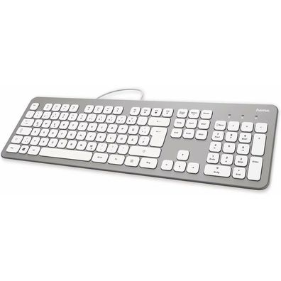 hama KC-700 Tastatur kabelgebunden silber, weiß