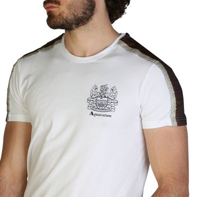 Aquascutum - Bekleidung - T-Shirts - QMT017M0-01 - Herren - white, saddlebrown
