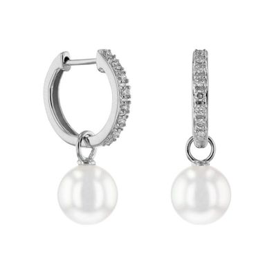 Luna-Pearls Ohrringe 750 WG 16 Brill. H SI 0,23 ct. Akoya-Zuchtperle - HS1151