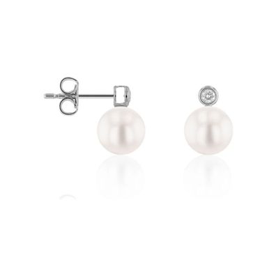Luna-Pearls Ohrringe 750 WG Akoya-Zuchtperle 2 Brill. H SI 0,16 ct. - HS1157