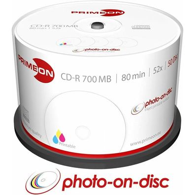50 Primeon CD-R 700 MB bedruckbar