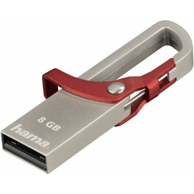 hama USB-Stick Hook-Style rot, silber 8 GB