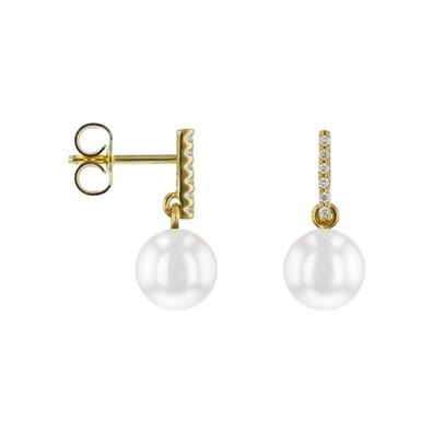 Luna-Pearls Ohrringe 750 GG Brillant H SI 0,06 ct. Süßwasser-Zuchtperle - HS1488
