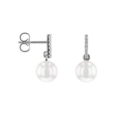 Luna-Pearls Ohrringe 750 WG Brillant H SI 0,06 ct. Süßwasser-Zuchtperle - HS1487