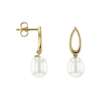 Luna-Pearls Ohrringe 750 Gelbgold Süßwasser-Zuchtperle - HS1485
