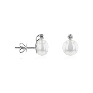 Luna-Pearls Ohrringe 585 WG Süßwasser-Zuchtperle 2 Brill. H SI 0,03 ct. - HS1272