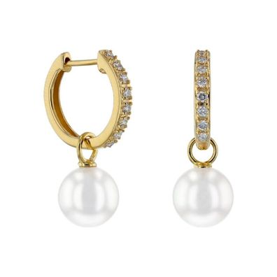 Luna-Pearls Ohrringe 750 GG 16 Brill. H SI 0,23 ct. Akoya-Zuchtperle - HS1255