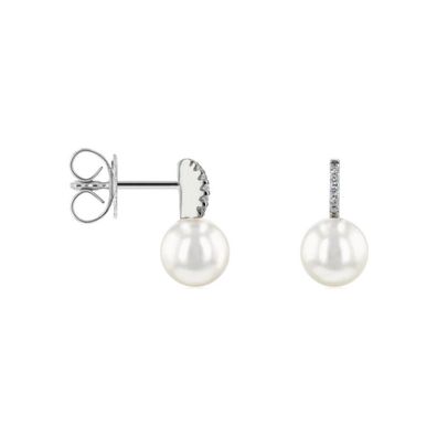 Luna-Pearls Ohrringe 750 WG Brillant H SI 0,03 ct. Süßwasser-Zuchtperle - HS1259