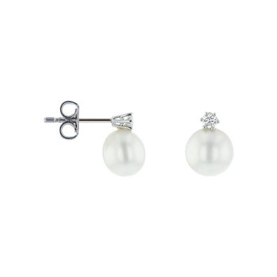 Luna-Pearls Ohrringe 585 WG 2 Brill. H SI 0,10 ct. Süßwasser-Zuchtperle - HS1260