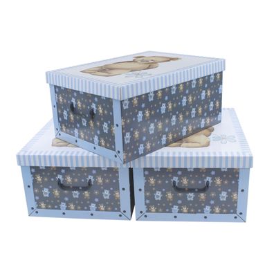 Aufbewahrungs Box Teddy Bär - 3er Set - Kinder Stapelbox Dekobox Geschenkbox
