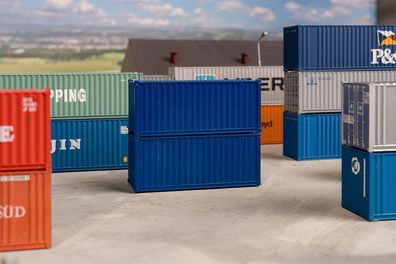 Faller H0 182054 Container 20' Container, blau, 2er-Set