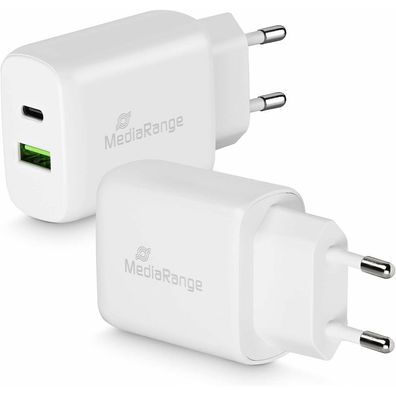 MediaRange 25W USB A/ USB C Quick Charge Ladeadapter weiß, 25 Watt