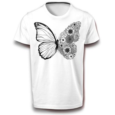 Blumen Schmetterling Natur T-Shirt 152 - 3XL weiß Spaß Lustig Fun