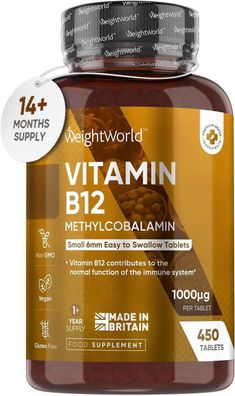 WeightWorld Vitamin B12 Methylcobalamin - 450 Lutschtabletten / Kautabletten - 1000ug