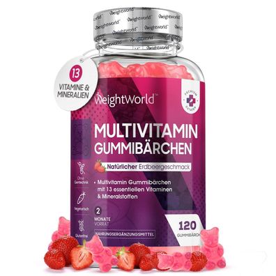 Multivitamin Gummibärchen - 120 Stück - Gummies mit 13 Vitaminen und Mineralstoffen