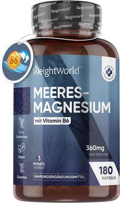 Meeres Magnesium & Vitamin B6 - Für Aktives Leben, Knochen, Muskeln - 3 Monate Vorrat