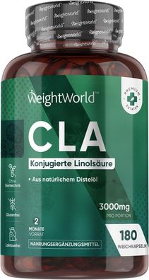 CLA Kapseln - 3000 mg CLA pro Tagesmenge - 180 Softgels - Konjugierter Linolsäure aus