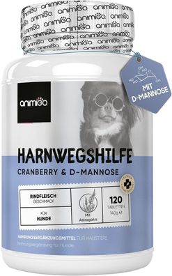 Harnwegshilfe für Hunde - 120 Hunde Tabletten - Vitamine mit Cranberry, D-Mannose