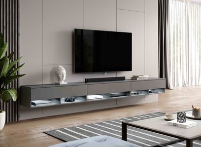 FURNIX TV-Schrank ALYX 300 cm (3x100cm) Lowboard modern Grau Anthrazit