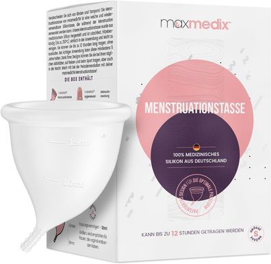 Menstruationstasse S - Medizinisches Silikon aus Deutschland - Getestet, BPA-frei, Au