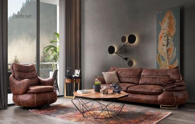 Luxus US Western Sofagarnitur Couch Loft Möbel 3 + 1 Sitzer Sofa Sessel 2-tlg. Neu