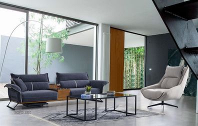 Luxus Garnitur Set Sofagarnitur 4 + 1 Sitzer Sofa Sofas Sessel Stoff 2tlg. Sets