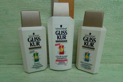 3x Schwarzkopf Henkel Düsseldorf Wien Gliss Shampoo Anti Schuppen Glanz Color 50ml