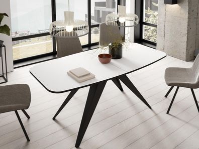 Tisch Ferro 160 Ausziehbarer Esszimmertisch mit Einlegeplatte Metallsockel