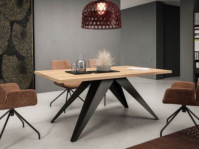 Tisch Vento 140 Ausziehbarer Esszimmertisch mit Einlegeplatte Metallsockel