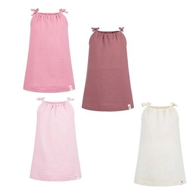 Baby Mädchen Musselin Kleid Trägerkleid Sommerkleid Uni
