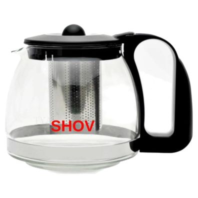 SHOV Glasteekanne mit Teesieb Überhitzungsschutz Edelstahl Filter Sieb (1250ml)