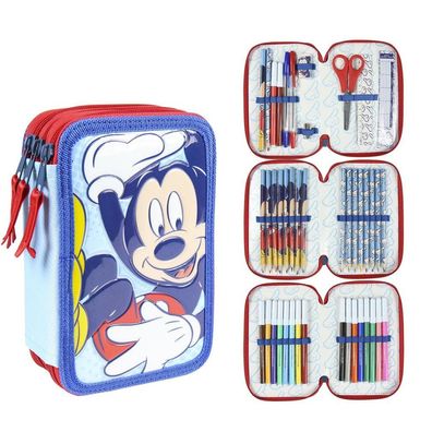 Mickey Mouse Dreikammer-Mäppchen mit Giotto Premium Zubehör Cerda