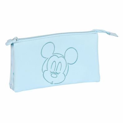 Dreifaches Mehrzweck-Etui Mickey Mouse Clubhouse Baby Hellblau (22 x 12 x 3 cm)