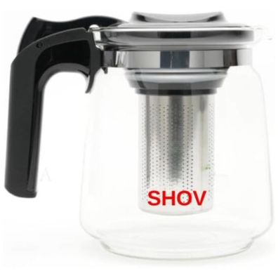 SHOV Glasteekanne mit Teesieb Überhitzungsschutz Edelstahl Filter Sieb (1500 ml)
