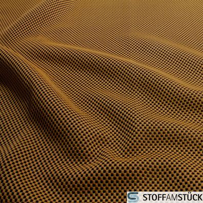 Stoff Polyester Polster Fleece senf 3D Optik farbecht strapzierfähig Wabe ocker