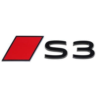 Original Audi S3 Schriftzug Aufkleber Sport Raute Emblem schwarz/ rot 8Y0853740B5FQ