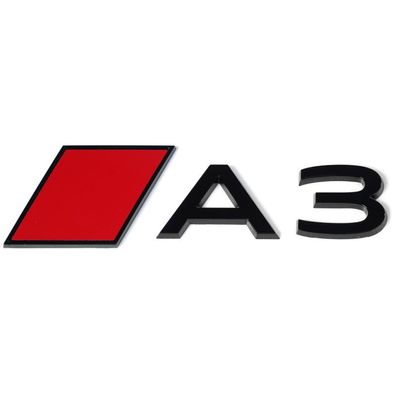 Original Audi A3 Schriftzug Logo Raute Emblem Aufkleber schwarz/ rot 8Y0853740A5FQ