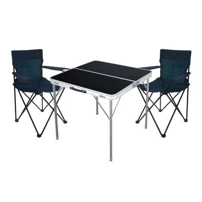 3-tlg. Schwarz Campingmöbel Set, Tisch mit Tragegriff und Stühle + Tasche Outdoor