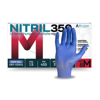 10x Altruan Nitril Handschuhe, Einmalhandschuhe, blau - 100 Stück - Größe M | Karton