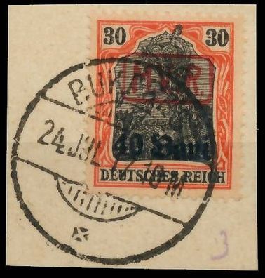 BES. 1WK D-MV Rumänien Nr 3 zentrisch gestempelt Briefstück X42D53E