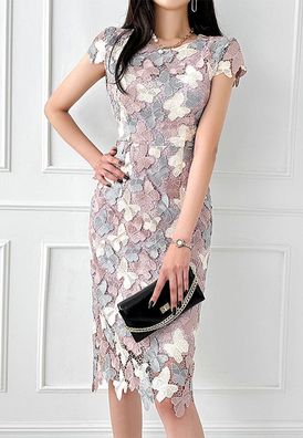 Summer Chic Color Block Lace Bodycon Dress CA061392