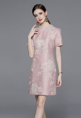 Summer Embossed Beaded Elegant Pink Dress CA061383