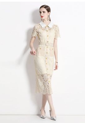French Audrey Hepburn-style Lace Dress CA061376BL