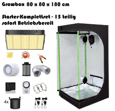 JUNG Growbox Komplettset LED Grow Box 80x80x180cm Gewächshaus Komplett Set Cannabis