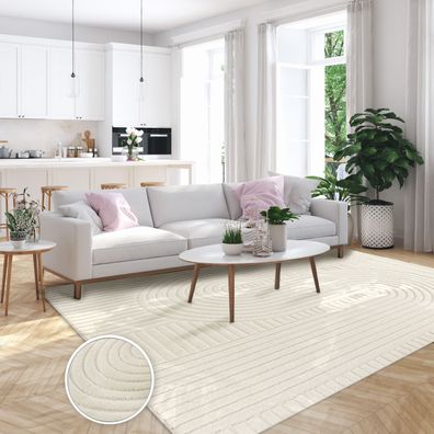 Wohnzimmer Teppich Bogen Schlafzimmer Abstrakt 3D Effekt Abstrakt Beige Creme
